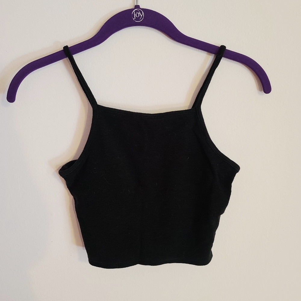 Black Ribbed Crop Top